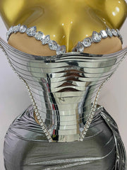 Belle sexy two-piece top with sparkling gold sequins birthday outfit for women party night out