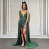 Luxury Emerald Green Diamond Short Birthday Dress with overskirt