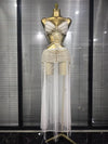 Nadia white sexy hollow out laced-up bodycon maxi dress for evening party and celebration styling