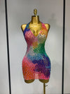 Genevieve colorful diamond halter backless mini dress with sparkling embellishments for birthdays and parties