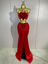 Danita two-piece outfit featuring a halter crop top and matching long maxi skirt for an elegant party look