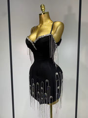 Backless Spaghetti Strap Bodycon Black Sleeveless Bandage Dress