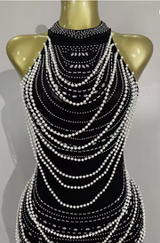 Kylie Elegant Luxury Beaded Diamond Sleeveless Sexy Mesh Bodycon Long Dress