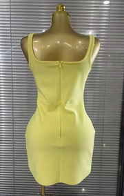 Amisha Sexy Sleeveless Shining Rhinestone Fruit Bodycon Mini Bandage Dress