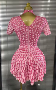 Taylor Short Sleeve Shining Shell Shape Sequined Bodycon Bodysuit