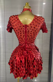 Taylor Short Sleeve Shining Shell Shape Sequined Bodycon Bodysuit