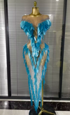 Jessica 3D Leaf Rhinestone Mesh Maxi Dress | Sheer Sparkly Bodycon Evening Dress