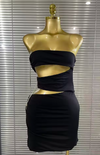 Aya Strapless Holes Shining Diamond Chain Bodycon Mini Dress