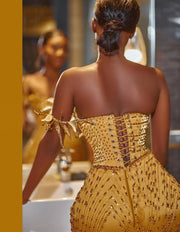 Luxury Beaded Sleeveless  Long Prom Dress  w/ Sweep Train