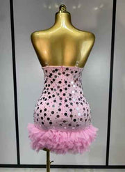 Women Sexy Sparkly Rhinestones Sequin Mini Dress Performance Costume Stage Dancer Club Evening Party Luxury Birthday Dress