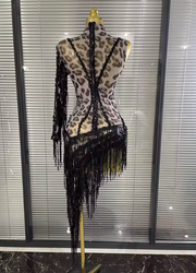 Alicia One-Shoulder Leopard Print Mesh Bodycon Mini Dress