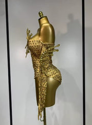 Tessa Diamond-Embellished Slim-Fit Bodysuit Jumpsuit
