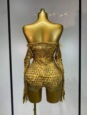 Tessa Diamond-Embellished Slim-Fit Bodysuit Jumpsuit