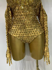 Tessa Diamond-Embellished Slim-Fit Bodysuit Jumpsuit