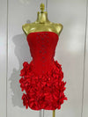 Mhegan Pearl Beaded Flower Strapless Bodycon Mini Bandage Dress for Women | Elegant Birthday, Cocktail & Party Dress