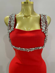 Alicia Luxury Sexy Shining Diamond Backless Bandage Bodycon Mini Dress Women Party Outfit