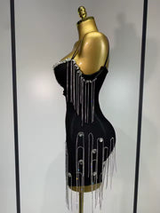 Backless Spaghetti Strap Bodycon Black Sleeveless Bandage Dress