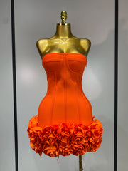 Envious Designs Mina sexy strapless backless flower embellished mini bandage dress for birthday and cocktail party styling