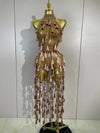 Destiny sparkle diamond mesh see-through bodycon bodysuit for nightclub and stage performance
