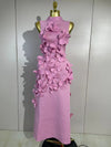 Envious Designs Claudia pink 3D flower sexy sleeveless A-line long dress for birthday and evening party styling