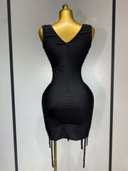 Genesis sparkly rhinestone bodycon mesh dress for birthday celebration and nightclub styling