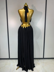 Alyn sexy cutout backless white black maxi long dress for evening gala and formal party styling