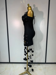 Fiona sexy sleeveless black fringe bodycon birthday party dress