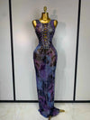 Heidi Rhinestone Sparkly Cut-Out Mesh Bodycon Maxi Dress