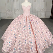 Flowers Beading Quinceanera Dress