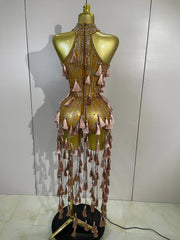 Destiny sparkle diamond mesh see-through bodycon bodysuit for nightclub and stage performance