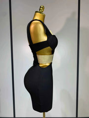 Luxury Birthday Dress Women  Sexy Backless Black Bodycon Bandage Mini Dress Celebrate Birthday Evening Party Fashion Dress