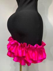 Envious Designs Sienna bodycon black ruffle sleeveless bandage dress for evening and cocktail party styling
