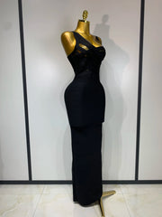 Rhea sleeveless maxi bodycon bandage dress with a curve-enhancing fitted silhouette for parties and special occasions