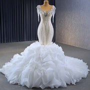 Ruffled Organza Mermaid Wedding Dress