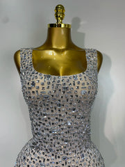 Carole luxury sparkly rhinestone sexy mesh see through short dress