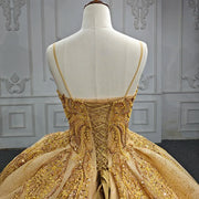 Gold Beading Quinceanera Dress