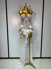 Elegant Pearl Dress Sexy Transparent Mesh Maxi Long Dresses Women Evening Party Wedding Gown Red Carpet Celebrity Stage Outfit