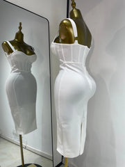 Envious Designs Emma sleeveless breast cups bodycon knee length bandage dress for evening and cocktail party styling