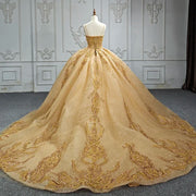 Gold Beading Quinceanera Dress