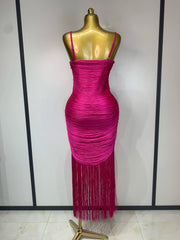 Lorie elegant sexy backless tassel bodycon bandage dress
