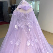 Purple Flowers Ball Gown Quinceañera Dress