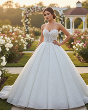 Luxury Pearls Beading Wedding Dress
