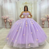 Cute Lilac Princess Butterfly Quinceanera Dress With Bow