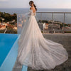 Shiny Sweetheart Puff Sleeve A-Line Wedding Dress