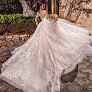 Gorgeous Long Sleeve Ball Gown Wedding Dress with Illusion Back