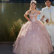 Flower Beaded Princess Quinceanera  Dress