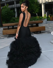 Luxury Beaded Crystals Ruffle Mermaid Prom Dress