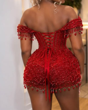 Off Shoulder Beaded Birthday Dress