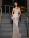Sparkling Silver Sexy Prom Dress Rhinestone Beaded Sequins Long Dresses