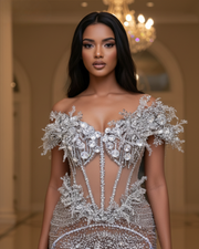 Sexy Side-Slit Beaded A-Line Floor-Length Prom Dress